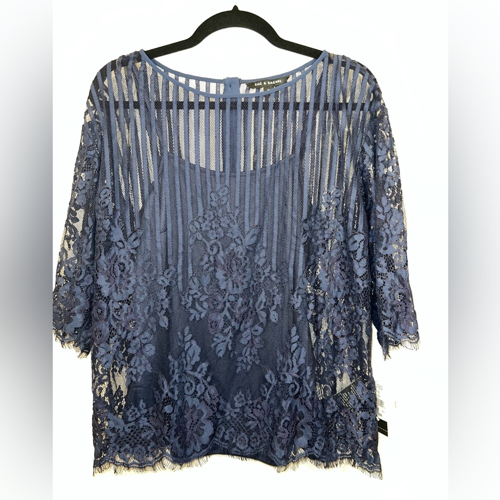 Zac & Rachel NWT Navy Blue Lace Top with Tank Medium